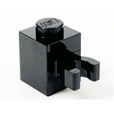 black brick modified 1 x 1 with u clip vertical grip - solid stud
