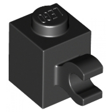 black brick modified 1 x 1 with clip horizontal grip