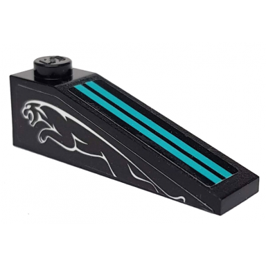 black slope 18 4 x 1 with two medium azure stripes and leaping jaguar on black background pattern on both sides stickers - set 76898