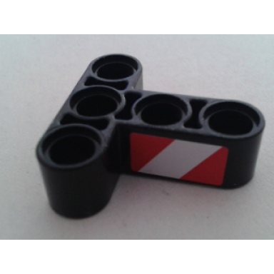 black technic liftarm modified t-shape thick 3 x 3 with red and white danger stripes pattern on both sides model left side stickers - set 8053