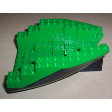 black boat hull small stern 14 x 12 x 5 1 3 with green top 6052 6053