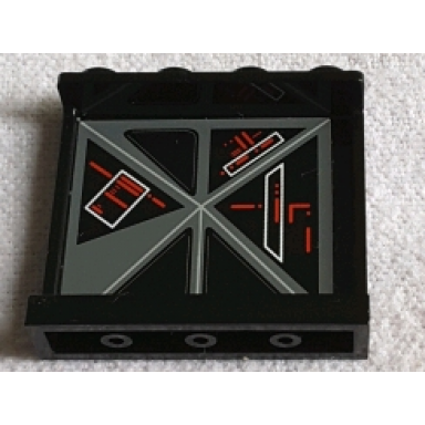 black panel 1 x 4 x 3 with side supports - hollow studs with red and white signs on screen pattern model left side sticker - set 75095