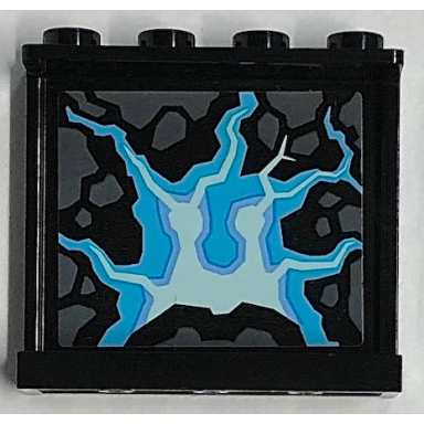 black panel 1 x 4 x 3 with side supports - hollow studs with stone and energy pattern sticker - set 70356