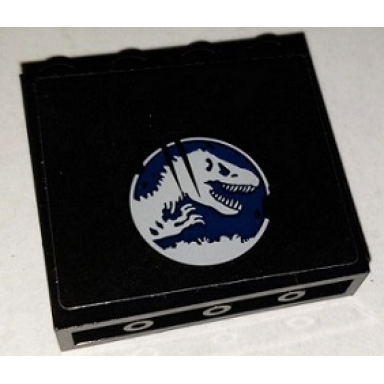 black panel 1 x 4 x 3 with side supports - hollow studs with jurassic world logo and 2 scratches pattern model left side sticker - set 75929