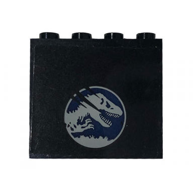black panel 1 x 4 x 3 with side supports - hollow studs with jurassic world logo and 3 scratches pattern model right side sticker - set 75929