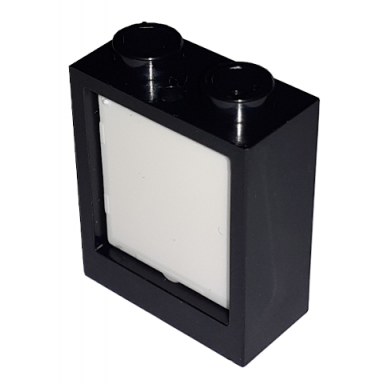 black window 1 x 2 x 2 flat front with white glass 60592 60601
