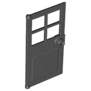 black door 1 x 4 x 6 with 4 panes and stud handle