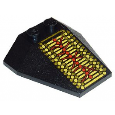 black wedge 4 x 4 triple without stud notches with roboforce gold and red circuitry pattern