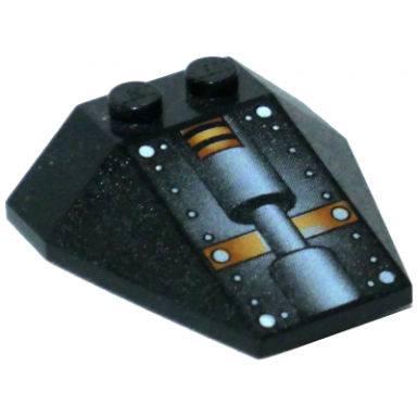 black wedge 4 x 4 triple without stud notches with stingray engine with white dots and hydraulic cylinder pattern