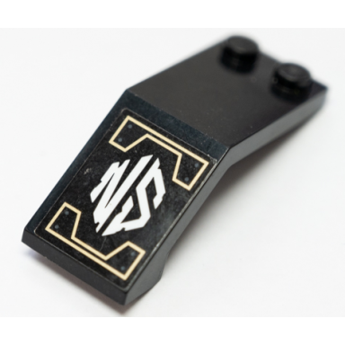 black windscreen 5 x 2 x 1 2 3 with white ns and gold lines pattern model left side sticker - set 71699