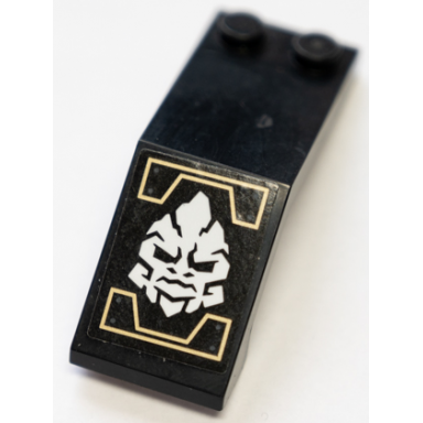 black windscreen 5 x 2 x 1 2 3 with white cracked face and gold lines pattern model right side sticker - set 71699