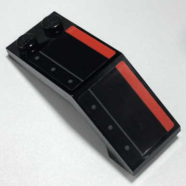 black windscreen 5 x 2 x 1 2 3 with red stripe dark bluish gray line and rivets pattern model left side stickers - set 70917