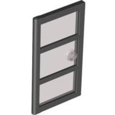 black door 1 x 4 x 6 with 3 panes with molded trans-brown glass with stud handle pattern