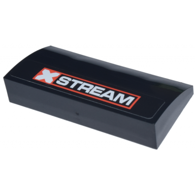 black slope curved 2 x 4 x 2 3 without bottom tubes with red and white xstream pattern sticker - set 8491