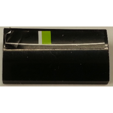 black slope curved 2 x 4 x 2 3 without bottom tubes with lime and white stripe on black background pattern model back sticker - set 8154
