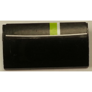 black slope curved 2 x 4 x 2 3 without bottom tubes with lime and white stripe on black background pattern model front sticker - set 8154