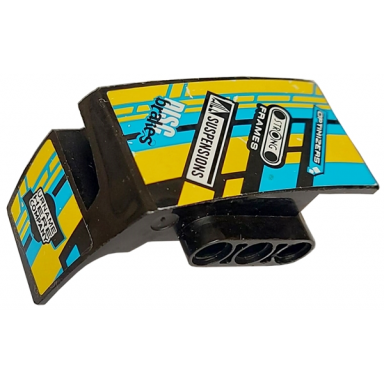black technic panel car mudguard right with sponsor logos on dark azure yellow and black background pattern stickers - set 42034
