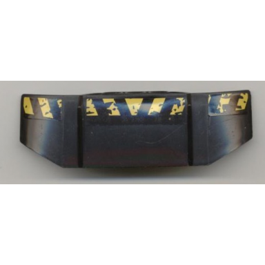 black technic panel car spoiler 3 x 8 with three holes and black and yellow danger stripes and mud pattern stickers - set 7968