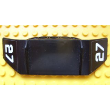black technic panel car spoiler 3 x 8 with three holes and white 27 on black background pattern on both ends stickers - set 8490