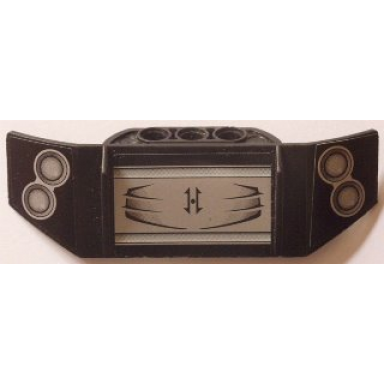 black technic panel car spoiler 3 x 8 with three holes and headlights and front grille pattern stickers - set 8166