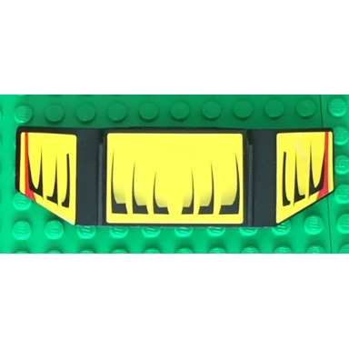 black technic panel car spoiler 3 x 8 with three holes and black and red lines on yellow background pattern stickers - set 8166