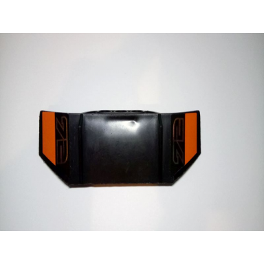 black technic panel car spoiler 3 x 8 with three holes and 72 over orange stripe pattern on both ends stickers - set 8496