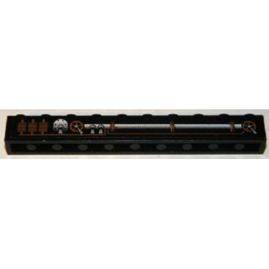 black brick 1 x 10 with engine and pipes pattern model left side sticker - my own train sets