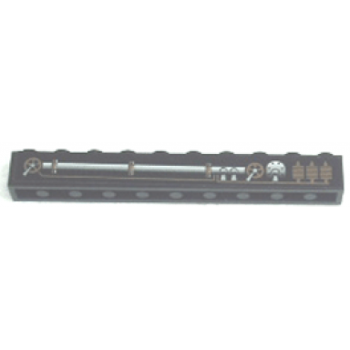 black brick 1 x 10 with engine and pipes pattern model right side sticker - my own train sets