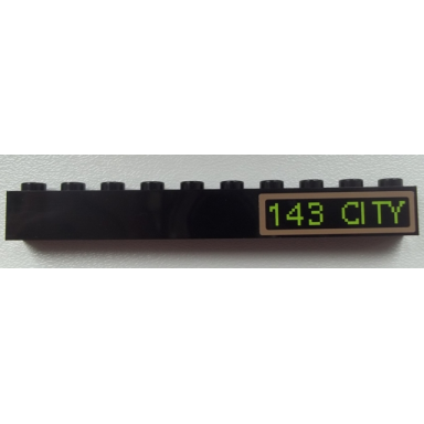 black brick 1 x 10 with 143 city pattern sticker - set 60026
