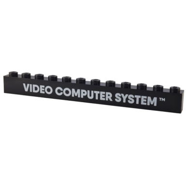 black brick 1 x 12 with white video computer system pattern