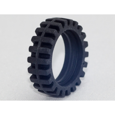 black tire 24mm d x 7mm matching tread - band around center of tread