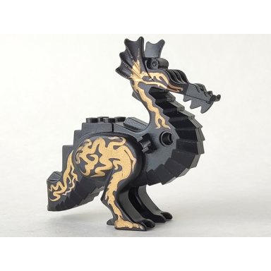 black dragon classic body with gold oriental flames pattern on both sides
