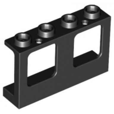 black window 1 x 4 x 2 plane single top hole and single bottom hole for glass