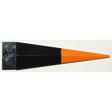 black plate modified 1 x 2 with angular extension with molded flexible rubber orange tip pattern