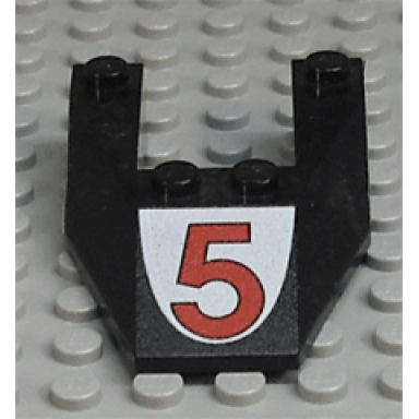 black wedge 6 x 4 cutout without stud notches with red number 5 pattern