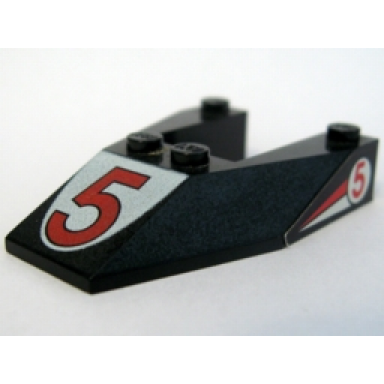 black wedge 6 x 4 cutout without stud notches with red number 5 print red 5 pattern on both sides stickers - set 6334