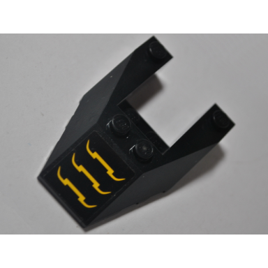 black wedge 6 x 4 cutout with stud notches with yellow bat-like symbols on black background pattern sticker - set 76054
