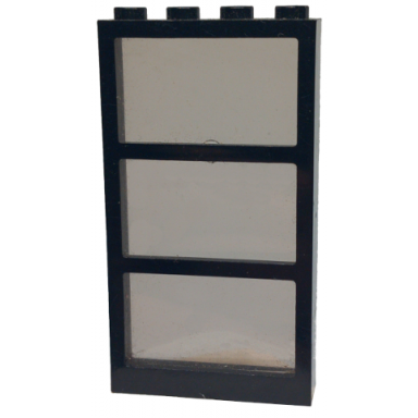 black window 1 x 4 x 6 with 3 panes with fixed trans-brown glass