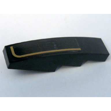 black slope curved 4 x 1 with gold stripe left pattern sticker - set 10194
