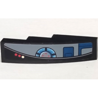 black slope curved 4 x 1 with buttons and controls pattern model left side sticker - set 8095