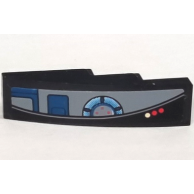 black slope curved 4 x 1 with buttons and controls pattern model right side sticker - set 8095