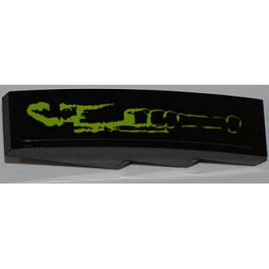 black slope curved 4 x 1 with lime lines pattern model left sticker - set 8079