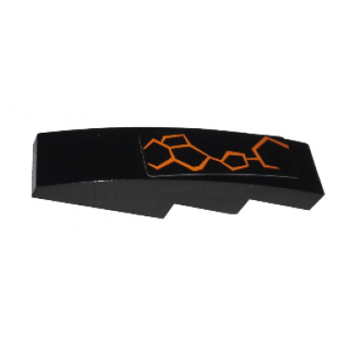 black slope curved 4 x 1 with orange lines pattern model left side sticker - set 9444