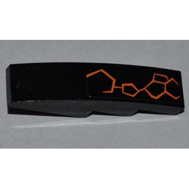 black slope curved 4 x 1 with orange lines pattern model right side sticker - set 9444