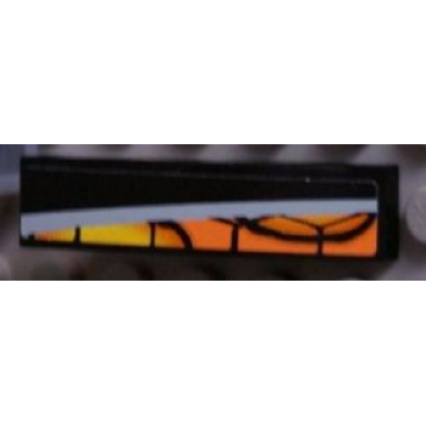 black slope curved 4 x 1 with snakeskin pattern and silver line pattern model left side sticker - set 8158