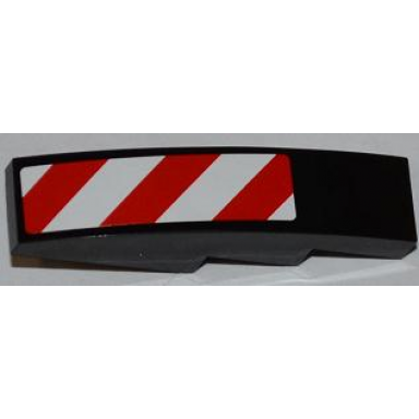 black slope curved 4 x 1 with large red and white danger stripes pattern white corners model left side sticker - set 4203