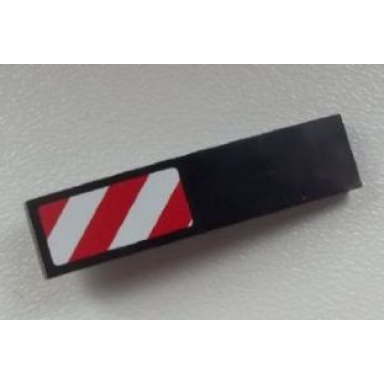 black slope curved 4 x 1 with large red and white danger stripes pattern large red corners model left side sticker - set 60026