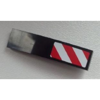 black slope curved 4 x 1 with large red and white danger stripes pattern large red corners model right side sticker - set 60026