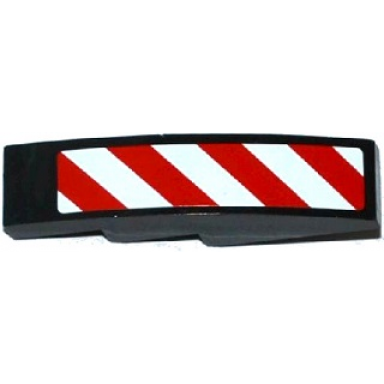 black slope curved 4 x 1 with red and white danger stripes thin pattern white corners model left side sticker - set 60075