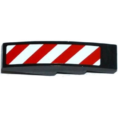 black slope curved 4 x 1 with red and white danger stripes thin pattern white corners model right side sticker - set 60075